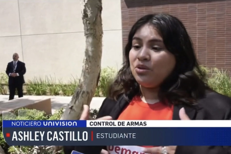 Screenshot of Ashley Castillo speaking on Univision