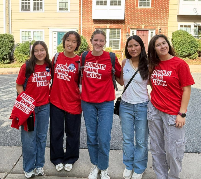 Five Students Demand Action volunteers pose for a photo while canvassing for Gun Sense Candidates in Virginia.